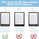 MOROCK Slim Case for All-New 6" Kindle(11th Generation,2024/2022 Release,Model No. RS23CV/C2V2L3), Lightweight Glitter PU Leather and PC Clear Acrylic Back Cover, Auto Sleep/Wake, Glitter Blue