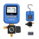 Digital Gauges HVAC, R12,R22,R134A,R410,R502,R1234y Vacuum Pressure Manifold Gauge Set with LCD Sight Glass 22 Refrigerants Leak Detection Single Test Gauge for AC Charging (Blue)