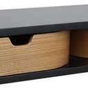 Floating Nightstand, Wall Mounted Bedside Shelf, Handmade Bedroom Furniture,21 Inch Bedside Table, Nightstand with Drawer (Black, Double Drawers)