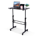 Standing Desk Adjustable Height, Mobile Stand Up Desks with Wheels Small Computer Desk Rolling Desk, Portable Laptop Desk Black Standing Table Sit Stand Home Office Desks 16"x31.5" Height 27"-43.5"