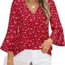 Timeson Women's Business Casual Tops 3/4 Sleeve Dressy Blouses Office Work Shirts (XXL)
