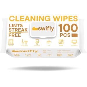Cleaning Wipes, Multi-Surface Large & Thick Cleaning Wipes, 100 Pcs Pack for Mirror & Windows, Table, Chair, Electronics, Sink, Countertops, Furniture - White, 8.5" x 10"