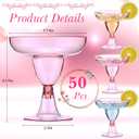 Zopeal 50 Pcs Plastic Martini Glasses 5 oz Disposable Glitter Cocktail Glasses Champagne Cups Stemmed Margarita Coupe Cup for Wedding Bridal Shower Party Summer BBQ (Pink)