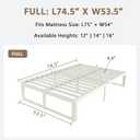 ZTH Full Bed Frame, 12 inch Reinforced Heavy Duty Metal Platform Bed, White