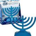 Rite Lite Go Mini Metallic Light Blue Electric Menorah - Chanukah Jewish Holiday Party Favors Decorations Judaica Festival of Lights Modern Hanukkah Gifts Press Button to Turn On JRN-600-MB