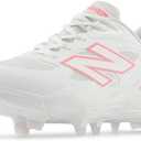 New Balance Women's Fresh Foam Velo V4 Molded Softball Shoe (5.5, White/Ultra Pink)