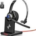 JIAMQISHI Bluetooth Headset - Wireless Headset with Noise Cancelling Microphone, V5.2 Computer Headphones with USB Dongle, Charging Base & Mic Mute for Work/Call Center/PC/Laptop/Online Class/Zoom