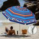 AMMSUN 7ft Heavy Duty High Wind Beach Umbrella Parasols with sand anchor & Tilt Sun Shelter, UPF 50+ Protection Outdoor Sunshade Umbrellas Carry Bag for Patio Garden Pool Backyard Multicolor