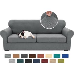 XINEAGE 2026 New 3 Pieces Couch Covers for 2 Extra Large Cushion Sofa Super Stretch Sofa Cover for 2 Large Seat Universal Loveseat Slip Cover for Living Room (Light Gray), 71"-91"(2 Cushions)
