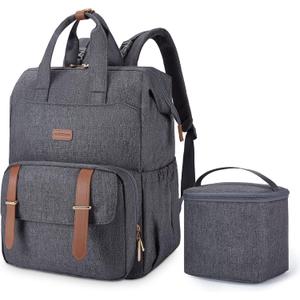 mommore Breast Pump Bag Backpack for Spectra S1,S2 Medela Diaper Backpack for Working Moms with 15.6 inch Laptop Sleeve, Grey