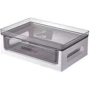 Desk Organizer with Drawer, White Plastic Desktop Storage Shelf with Top Tray Modern Countertop Organizer for Cups, Notebooks, Pens in Home Office