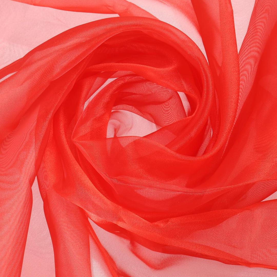 uxcell Red Organza Fabric 60" Bridal Solid Sheer Organza Crystal Organza Sheer Silky Fabric for DIY Craft Table Runner Wedding Party Home Decoration, 60" by 1 Yard