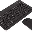 GOWENIC Cordless Keyboard Mouse Set, Portable 2.4G BT Dual Mode USB Keyboard Mouse, Rechargeable External Silent 10in Keyboard Mouse Combo, Black