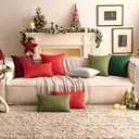 Set of 2 Burgundy Throw Pillow Covers Decorative Farmhouse Linen Pillowcases Solid Cushion Cases for Outdoor Bedroom Living Room Sofa Chairs 16x16 inch