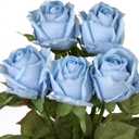 Artificial Realistic Roses Blue Flowers 24" Real Touch Silk Roses Bouquet Long Stems Rose for Flower Arrangement Fake Roses Decor for Home Party Wedding Table Centerpieces Roses Realistic - 5 Pcs