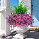 INQCMY Artificial Flowers for Outdoors, 12 Bundles UV Resistant Fake Morning Glory and 2 Bundles Greenery Grass, Silk Faux Plants for Garden Porch Patio Home Decor