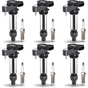 ENA Pack 6 Ignition Coil with 6 Iridium Spark Plug 3.6 V6 2010 2012 2013 2014 2015 2016 Compatible with Buick Chevy Cadillac Malibu Allure Enclave ATS CTS SRX STS Camaro Impala Terrain for UF569