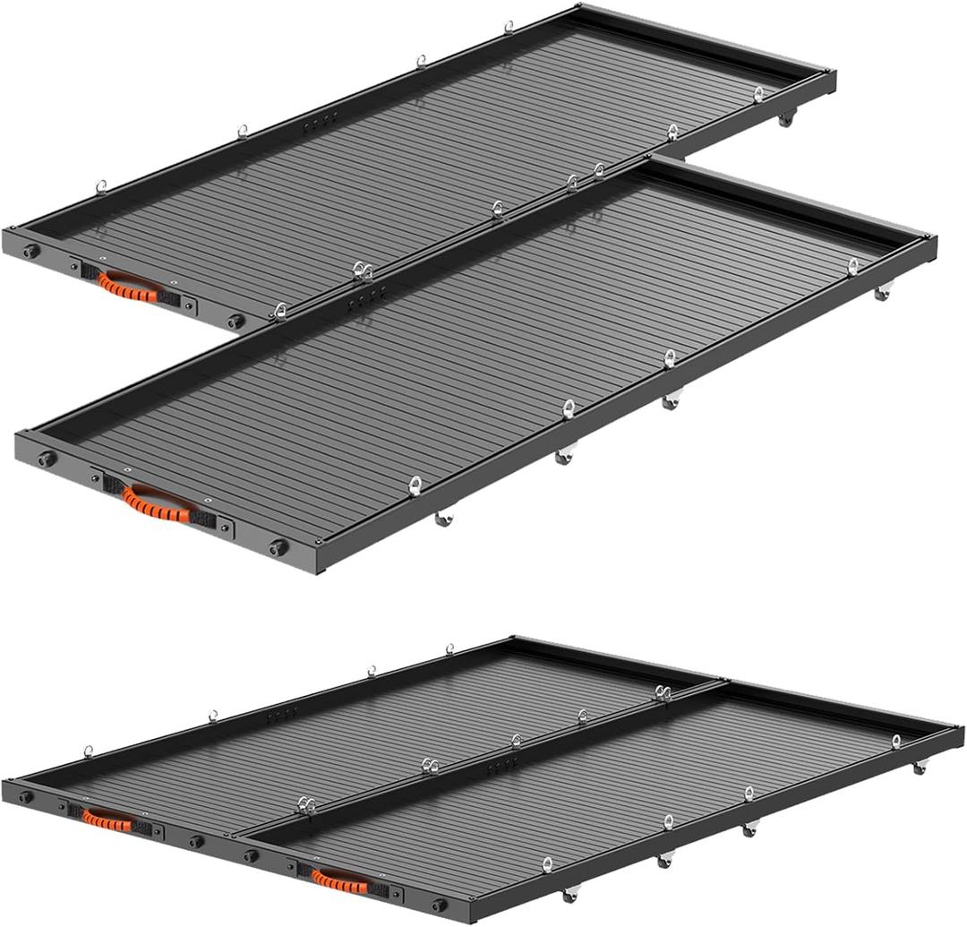 Aluminum Wheel-Rolling Slide-Out Truck Bed Storage Tray(2-Pack) – 400LBS Load Capacity, No-Drill Installation, Fit Super Duty Full-Size Bed Organizer for 6' 5”+ Beds (72.5" D x 47.2" W （inch）)