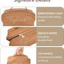 Sylune Classic Makeup Bag  Pebbled Faux Leather Travel Cosmetic Organizer, Water-Resistant Toiletry Bag with Handle, Luxury Gift for Women (Sky Blue)