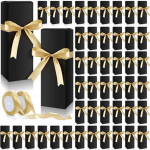 Windyun 50 Pcs Tumblers Gift Box with Ribbon for 12oz, 20oz, 30oz Sublimation Glass Gift Boxes for Packaging Tumbler Skinny Glass for Shipping Wrapping Exhibition(Black)