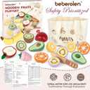 Play Food Sets for Kids Kitchen Wooden Food Toys for 3 Year Old Girl Boy Toddler Cutting Pretend Play Set Learning Toys Birthday Gift 1 2 3 Year Old Fruits