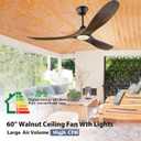 60 Inch Ceiling Fans with Lights, Outdoor Ceiling Fans for Patios with Light Damp Rated, 3 Blades Wood DC Ceiling Fan Modern Large Airflow Commercial Ceiling Fan with Remote & APP for Exterior Indoor | 3 Blades Wood Propeller Ceiling Fan with Alexa/Remote/App Control Modern Large Airflow for Commercial Exterior Indoor Porch