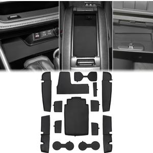 Auovo Cup Holder Insert Compatible with Toyota Highlander Accessories 2024 2023 2022 2021 2020 Center Console Inserts Cup Holder Liners Anti Dust Mats Door Pocket Liners 14pcs (Seating for 8)
