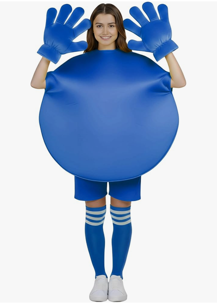 Mepase 3 Pcs Halloween Chocolate Candy Costume Set, Adult Foam Tabard & Jumbo Cartoon Hands & Stripes Knee High Socks