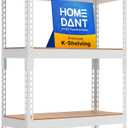 HOMEDANT 5 Tier Laminated White Boltless Metal Shelving Unit Adjustable Garage Storage Utility Rack Heavy Duty Shelves Organization Multipurpose Shelf Warehouse Pantry 28" W x 12.3" D x 59.5" H 1Pack