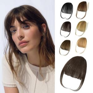 NAYOO Bangs Hair Clip in Bangs 100% Real Human Hair Extensions Wispy Bangs Clip on Air Bangs for Women Hairpieces Curved Bangs (2# darkest brown, Wispy Bangs)