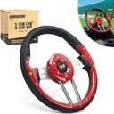 10L0L Golf Cart Steering Wheel for Yamaha, EZGO TXT/RXV/Valor, Club Car DS/Precedent/Onward/Tempo Golf Carts (Red)