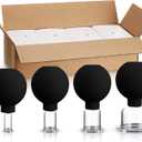 BBTO 4 Pieces Glass Cupping Set Glass Silicone Cupping Cups Massage Vacuum Suction Cupping Cups for Body Face Leg Arm Back Shoulder Muscle and Joint Pain (Black)
