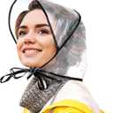 SATINIOR 6 Pcs Women's Rain Bonnet with Visor Clear Waterproof Plastic Rain Bonnet Hat for Women Female (Black Edge)