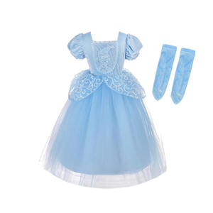 Dressy Daisy Princess Costumes for Girls Halloween Party Fancy Dress Up Blue Ball Gown with Glove and Accessories Size 110