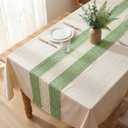 Horaldaily Light Green Table Cloth 60x140 Inch Rectangular, Farmhouse Rustic Heavy Weight Tablecloth, Wrinkle Free Farmhouse Style Table Cover for Home Party Decor