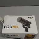 RDE PodMic Cardioid Dynamic Broadcast Microphone with Integrated Swing Mount for Podcasting, Streaming, Gaming, and Voice Recording, Black