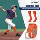 LEACOOLKEY Baseball Belt and Socks Combo Set Adjustable Softball Socks and Elastic Belt for Youth and Adult (Orange, M)