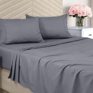 Bedding King  Brushed Soft Bed Sheets for King Size Bed - Includes 1 Flat, & 2 Pillow Cases - Grey Bedding King  Brushed Soft Bed Sheets for King Size Bed - Includes 1 Flat, & 2 Pillow Cases - Grey