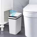 Bathroom Smart Touchless Trash Can 2.2 Gallon Automatic Motion Sensor Rubbish Can with Lid Electric Narrow Small Garbage Bin for Kitchen, Office, Living Room, Toilet, Bedroom, RV (2.2 Gallon White)
