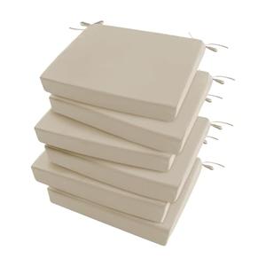 Outdoor Chair Cushions Set of 6: Waterproof & Fade Resistant Seat Cushion for Patio Furniture - 18.5 x 16 x 2 Inch Chair Pads with Ties and Hidden Zipper - Patio Chair Cushion Replacement, Beige