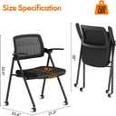 Stackable & Foldable Office Chair, Folding Desk Chair with Flip-Up Armrest, Breathable Mesh, Thick Seat Cushion & Rocking Backrest, Conference Room Chair with Wheel (Black1), 20 inches x 18 inches x 32 inches
