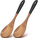 2 Pcs Large Wooden Spoons for Cooking Serving Utensils 12" Big Mixing Non Toxic Spoon for Baking Cooking Spatula Set Unique Acacia Wood Teak Long Stirring Spoons Ladle Kitchen Tools Gift