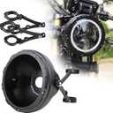 7inch CNC Motorcycle Headlight Housing Bucket with CNC Side Mounting Bracket 51-54MM Fork Tube Holder Clamps for Motorcycle