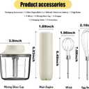 Cordless Hand Mixer MixgoII, Handheld Mixer Electric Whisk & Milk Frother, Hand Held Mini Mixers, Rechargeable Hand Mixer and Whisker, Food Processor for Cooking, Food Chopper, 4-Speed, 10Oz, Light Beige