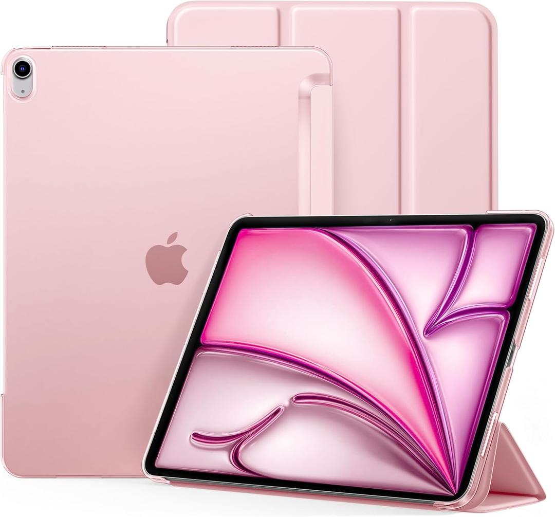 for iPad Air 13 Inch Case M4/M3/M2 (2026/2025/2024), Slim Stand Smart Cover with Translucent Hard Back for iPad Air 13 Case, Support Touch ID, Auto Wake/Sleep Pink