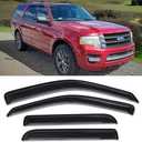 Side Window Visor Vent Deflector for 1997-2017 Ford Expedition,fit 1998-2017 Lincoln Navigator,Outside Mount Tape-on Dark Smoke Rain Guards Window Shades 4pc 94233