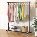 Buzowruil Metal Rolling Clothing Rack Adjustable Freestanding Garment Organizer with Wheels, Space-Saving Design for Home, Closet, Office, or Retail,Black