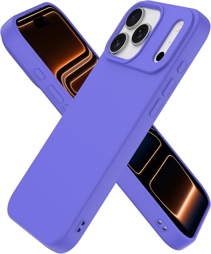 Compatible with iPhone 17 Pro Max Case, Shockproof Liquid Silicone Protective Phone Case with Soft Anti-Scratch Microfiber Lining Ultra Slim Drop Protection Phone Cover (Purple)