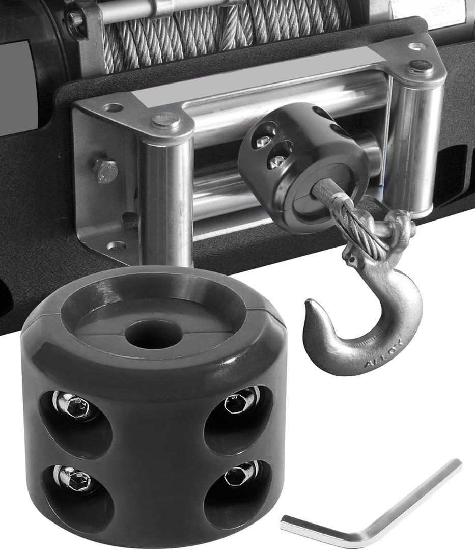 Winch Stopper, Car Accessories Winch Cable Stopper, Rubber Winch Stopper for Cable, Winch Cable Hook Rubber Stopper with Stainless Steel Screws and Nuts, Winch Cable Hook Stopper for ATV UTV (Black)