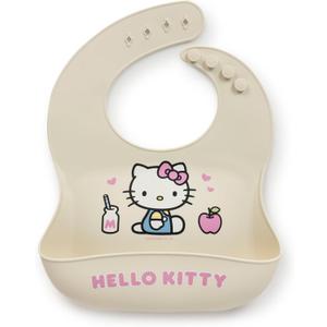 JuJuBe x Hello Kitty Cherry Blossoms Silicone Baby Bib, Soft Baby Bibs for Toddlers, Adjustable Neck, Deep Pocket for Mess Control, Dishwasher Safe, Easy to Clean Toddler Feeding Essentials